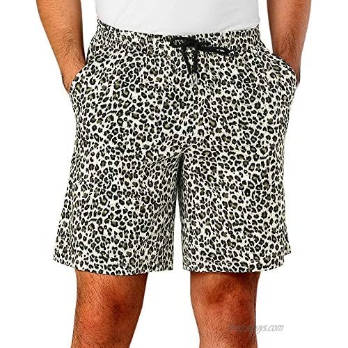 Lars Amadeus Men's Summer Printed Shorts Drawstring Beach Pattern Short Pants