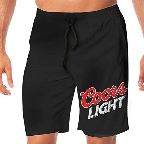 Men's Beer Logo Swim Trunks Drawstring Board Shorts Quick Dry No Mesh Lining