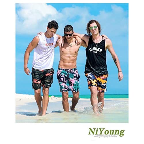 NiYoung Comfort Mens Big & Tall Swim Trunks Board Shorts for Beach Gym Workout