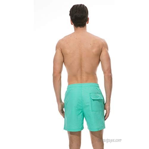 Rosiika Men's Swim Trunks Quick Dry Beach Shorts with Pockets Elastic Waistband