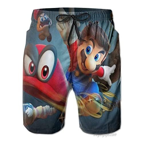 Super Smash Bros Ultimate Roster Men's Swimming Trunks with Pockets Beach Swimwear Quick Dry Elastic Waist Board Shorts