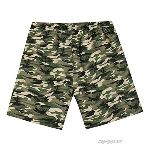 TAPULCO Men's Summer Printed Short Swim Trunks Quick Dry Pockets with Mesh Lining Sport Drawstring Swimwear