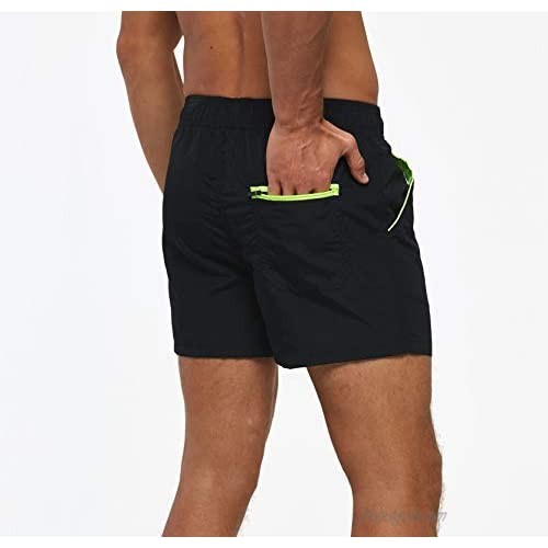 TENMET Men's Quick Dry Swim Trunks Solid Sports Board Shorts Swimsuit with Back Zipper Pockets