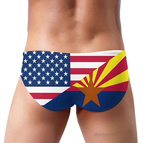 Flag of USA and Arizona State Men's Swim Briefs Sexy Swimsuits with Drawstring