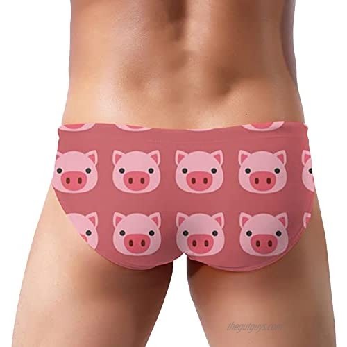 Kenaat Men's Bikini Underwear Cute Pig Head Swimwear Swimming Briefs Low Waist Swimsuit