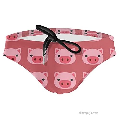 Kenaat Men's Bikini Underwear Cute Pig Head Swimwear Swimming Briefs Low Waist Swimsuit