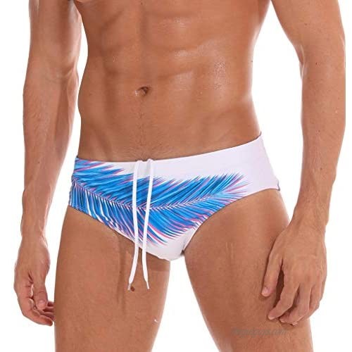 Men Sport Thong Swimsuit Printed Swim Beach Briefs Sexy Triangle Low-Rise Trunks Underwear