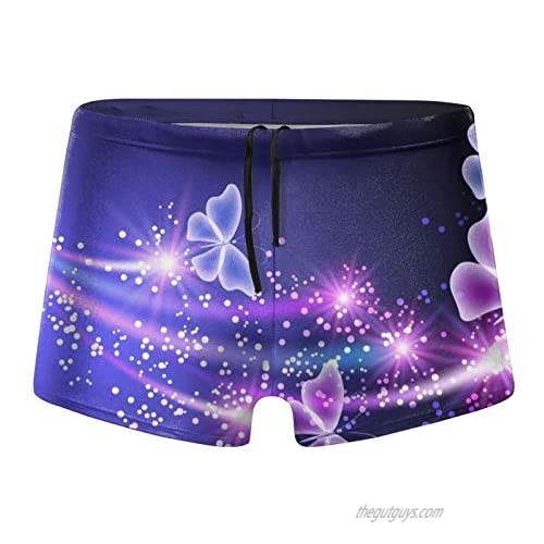 Shiny Purple Butterflies Men's Swim Brief Swimsuits Boxer Swimwear Trunks Board Shorts