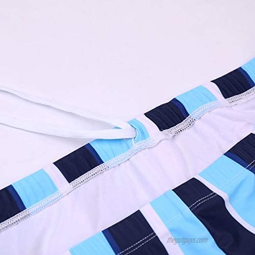 YUZHOU Mens Bikini Swimwear Sexy Swim Briefs Striped Bathing Suit Quick Dry Swimsuit with Drawstring (Blue 2-XL)