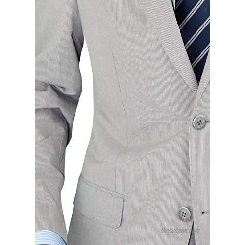 DTI BB Signature Italian Men's Two Button Suit Set 2 Piece Trim Fit Jacket Pant