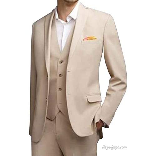 Fitty Lell Men Suit 3 Pieces Two Buttons Blazer Formal Wedding Groom Tuxedos Suit