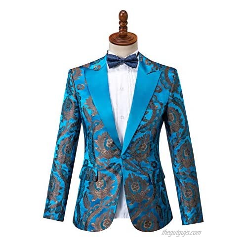 Gwenhwyfar Men's 3 Piece Jacquard Suit Slim Fit Suits 1 Button Blazer Jacket Tux Vest Trousers