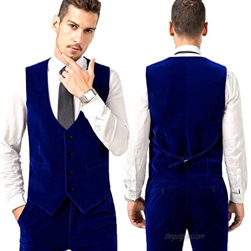 High-En Velvet Suit Jacket for Men 3 Pieces Regular Fit Wedding/Prom Suit Jacket+Pant+Vest Business Formal Suits