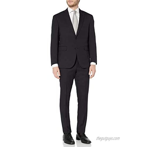 Louis Raphael Men's Slim Fit Two Button Side Vent Sharkskin Solid Suit