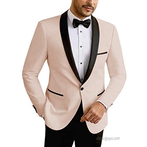 Lovee Tux Suits for Men 2 Pieces Shawl Lapel Tuxedos Regular Size Groomsmen Suits Wedding Men