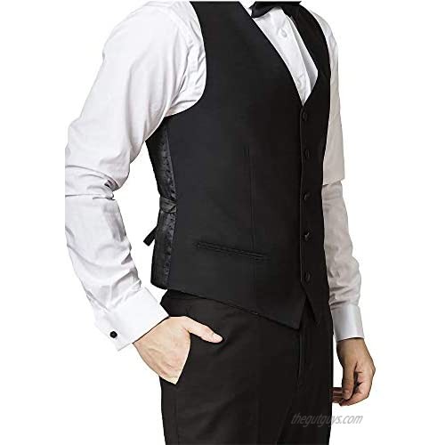 Men's 3PC Tuxedo Satin Trim Jacket w Vest & Matching Bow TIE Shiny Royal