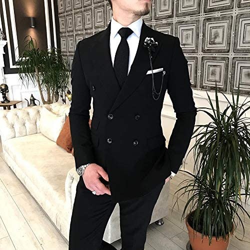 Men's Suit 2 Pieces Slim Fit Formal Double Breasted Wedding Suit Sets Blazer for Groomsmen
