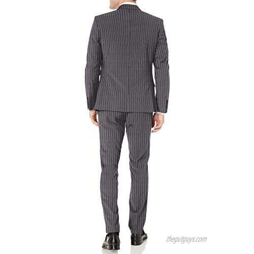 Nick Graham Men's Slim fit Stretch Finished Bottom Suit Gray Stripe 38R