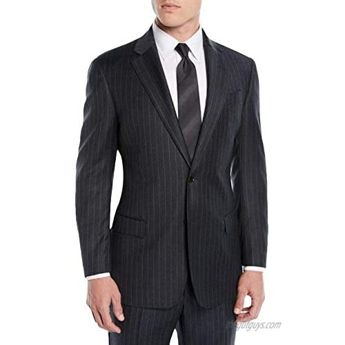P&G Men's Pinstripe Two Pieces Suit Two Buttons Business Wedding Party Jacket Pants Set