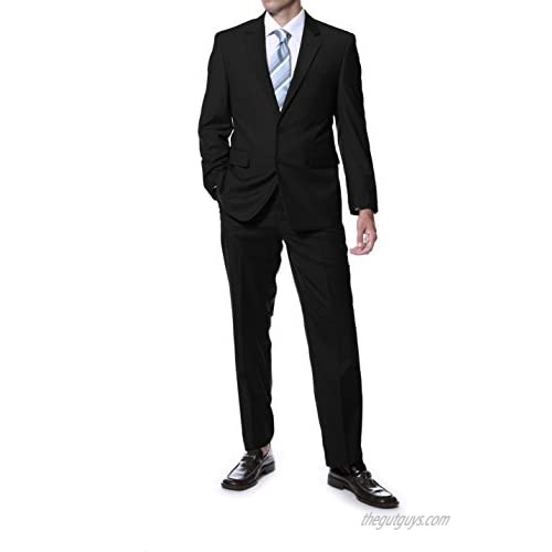 Premium Mens Carlo Black Portly Fit 2pc Suit