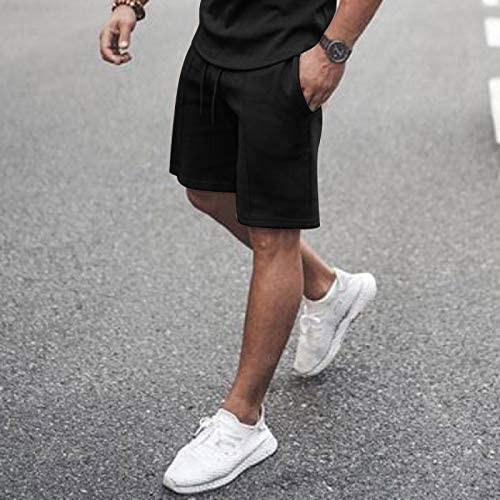 TONSEE Men’s Sport Set 2-Piece Summer Beach Short Sleeve Shirts Shorts Pants Sets Mens Tracksuit Solid Casual Outfits