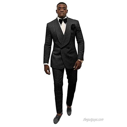 TOPG Men's Shawl Lapel Wedding Jacquard Suits 2 Pieces Groom Tuxedos Jacket Pants Prom Suits