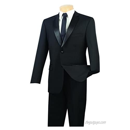 VINCI Men's 2 Button Single Breasted Slim Fit Tuxedo W/Sateen Notch Lapel T-SC900