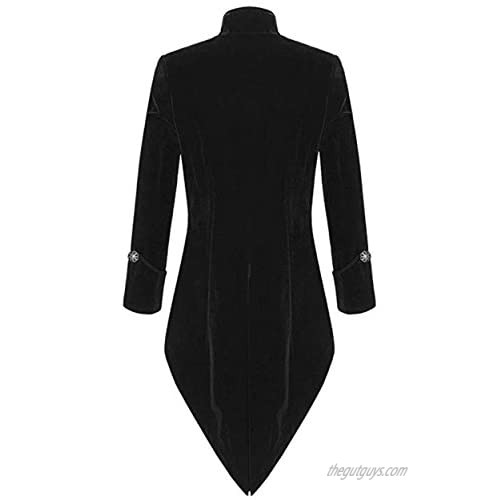 Vintage Men's Velvet Tailcoat Black Mens Gothic Tailcoat Long Jacket Velvet Steampunk Victorian Coat Stylish Tailcoat