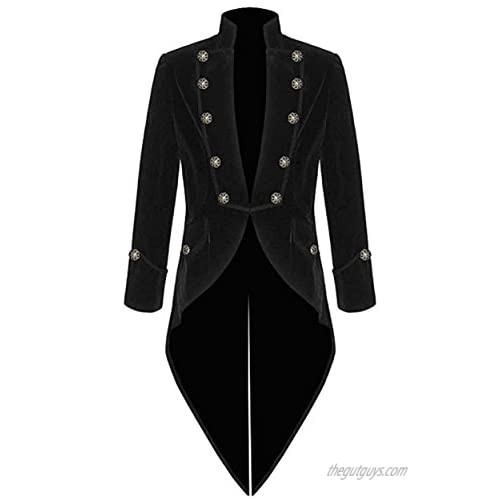 Vintage Men's Velvet Tailcoat Black Mens Gothic Tailcoat Long Jacket Velvet Steampunk Victorian Coat Stylish Tailcoat