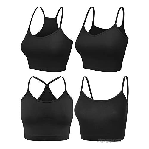 4 Pieces Camisole Crop Tank Tops Sleeveless Sport Bra Racerback Sport Crop Tops for Women Girls Daily Wearing