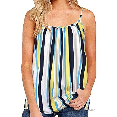 JOELLYUS Summer Tank Tops for Women Spaghetti Strap Cami Stripe Tunic Blouses(Stripe L)