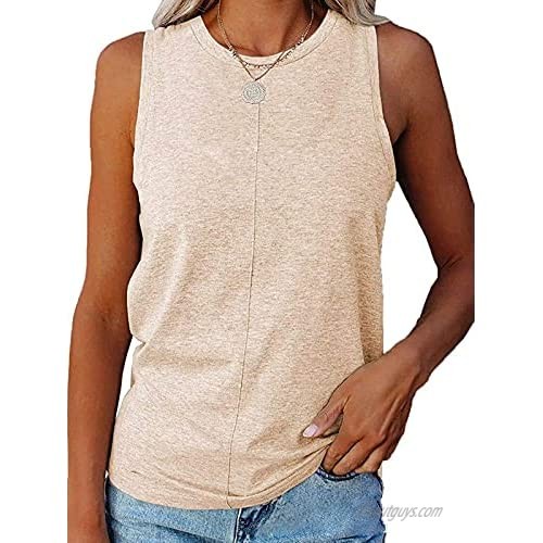 Minetom Women’s Sleeveless Tank Tops Basic Tee Solid Summer Casual Tunic Athletic Workout Casual Camisole