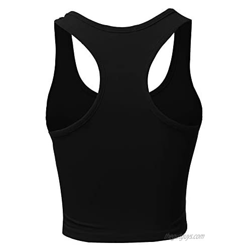 Women's Basic Cotton Casual Scoop Neck Sleeveless Cropped Racerback Tank Tops