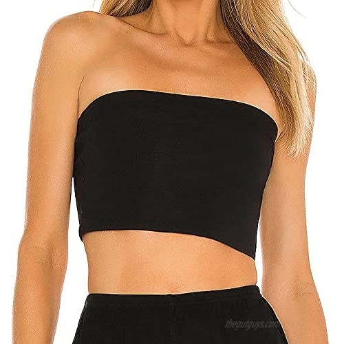 Women's Sexy Crop Top Sleeveless Stretchy Solid Casual Strapless Summer Tube Top