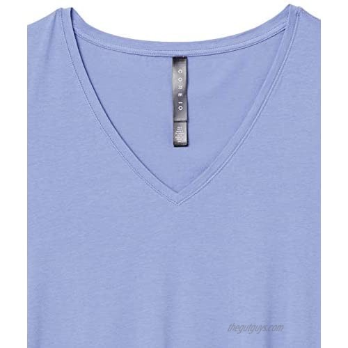 Brand - Core 10 Women's (XS-3X) Soft Pima Cotton Stretch V-Neck Yoga Short Sleeve T-Shirt