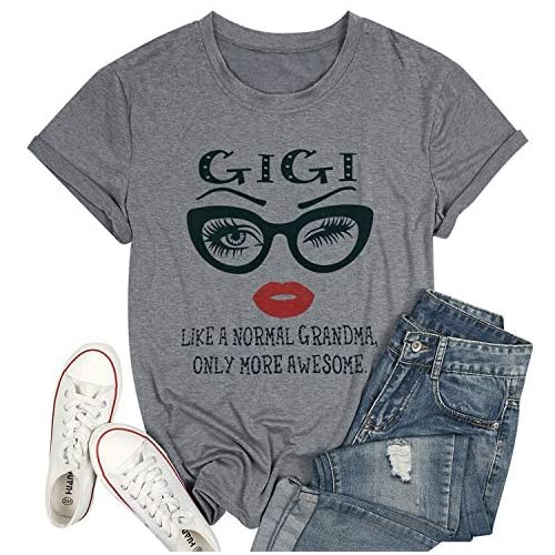 Gigi Shirt for Grandma Women Gigi Like A Normal Grandma Only More Awesome Tshirt Funny Letter Print Mimi Tee Tops