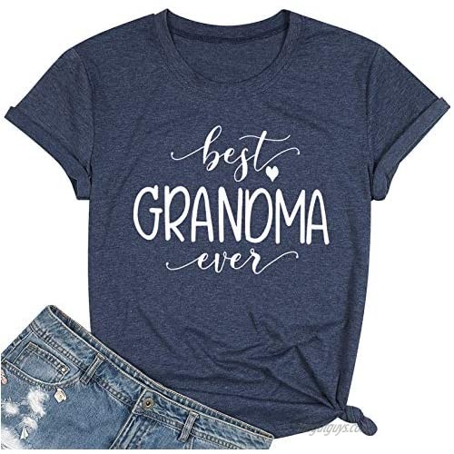 Grandma T Shirt Women Best Grandma Ever Shirt Letter Print Short Sleeve Grandmother Tees Tops