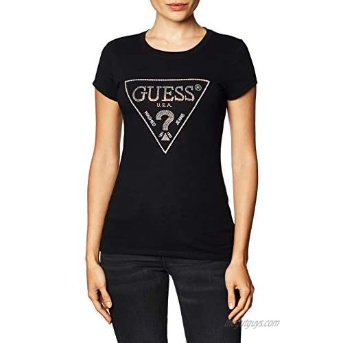 GUESS Women's Short Sleeve Embellished Logo Tee