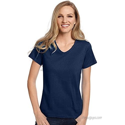 Hanes Ladies 5.2 oz. ComfortSoft V-Neck Cotton T-Shirt  XL  NAVY