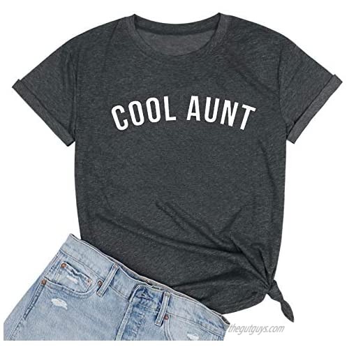 KNEYATTA Cool Aunt Shirt Women Cute Aunt Gifts Tee Shirt Short Sleeve Casual Tops