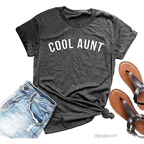 KNEYATTA Cool Aunt Shirt Women Cute Aunt Gifts Tee Shirt Short Sleeve Casual Tops