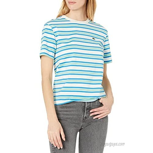 Lacoste Women's Short Sleeve Striped Crewneck T-Shirt