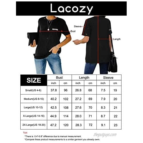 LACOZY Women Summer Graphic Tees Short Sleeve Mama Letter Printed Crew Neck T-Shirt Tops Blouses