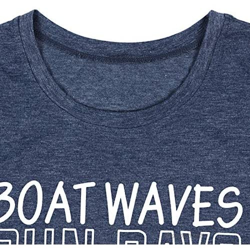 Lake Shirts Women Boat Waves Sun Rays T Shirt Funny Lake Days Tee Summer Vacation Short Sleeve Top