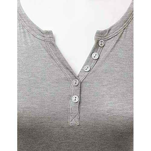 LALABEE Women's Deep V-Neck Short Sleeve Basic Henley Button T-Shirt for Women