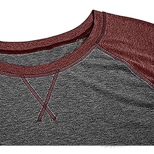 Langwyqu Womens Plus Size Raglan Short Sleeve T-Shirts Crewneck Color Block Oversize Tunic Tops