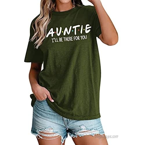 LOTUCY Women Auntie T-Shirt Aunt Vibes Shirt Cute Aunt Gifts Tee Shirt Short Sleeve Casual Shirt Gray