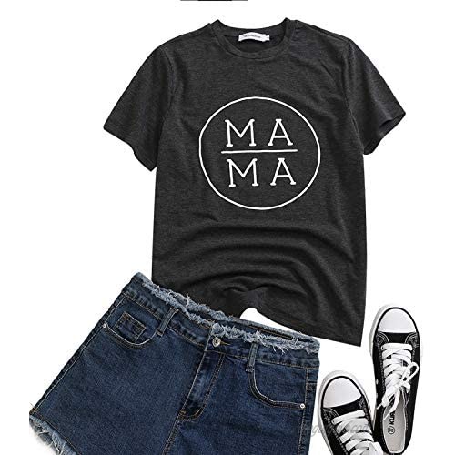 Mama T Shirt Women Funny Letter Print Cute Heart/Mom Tops Tees Casual Short Sleeve Shirts Tops