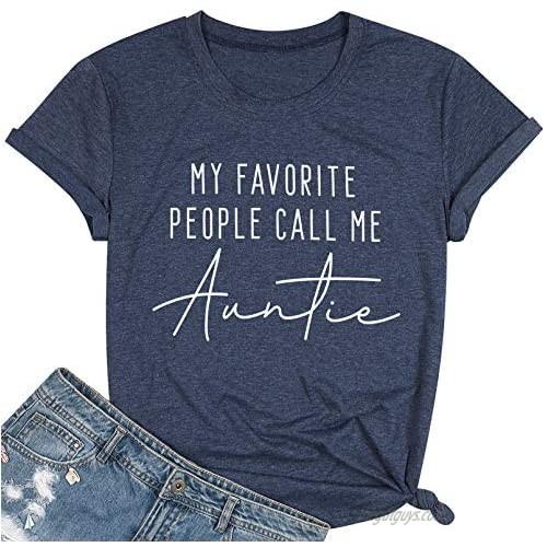 My Favorite People Call Me Auntie T-Shirt Women Auntie Gift Shirt Short Sleeve Casual Tee Tops