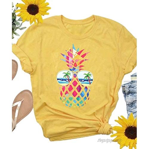 Pineapple Beach Shirt Women Funny Graphic Tees Casual Summer Short Sleeve Tops T Shirt